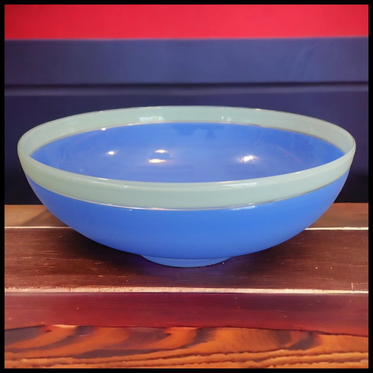 2002 Ipso Facto Art Glass Contemporary Style Two-Tone Blue Centerpiece Bowl