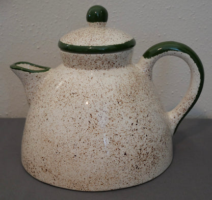 1960's American Mid Century Modern Ceramic Snowman Family Motif Speckled Hand Painted Coffee/Teapot by Mary Lynn Autry (Louisiana)