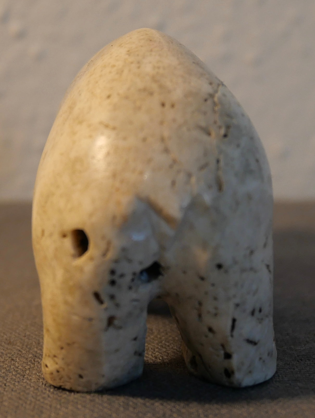 Mid 20th Century American Native American Inuit Polar Bear Figure Whale Bone Carving