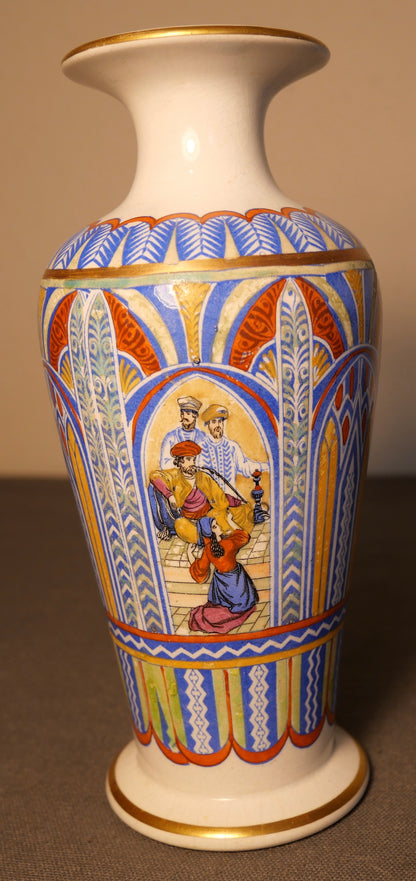 Late 19th Century English Prattware Style Persian Motifs Footed Baluster Vase