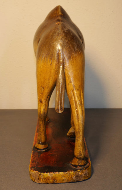 Late 19th Century Italian Polychrome Painted Carved Wooden Dromadery Camel Figure on Plinth Base