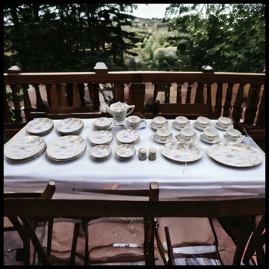 Mid 20th Century Japanese Kutani Porcelain 57-Piece Place Setting Dinner Service for 8