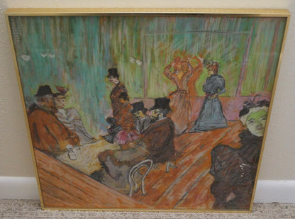 After Toulouse-Lautrec “At the Moulin Rouge” Post-Impressionist Framed Oil Painting on Board Signed Padra (20th Century)