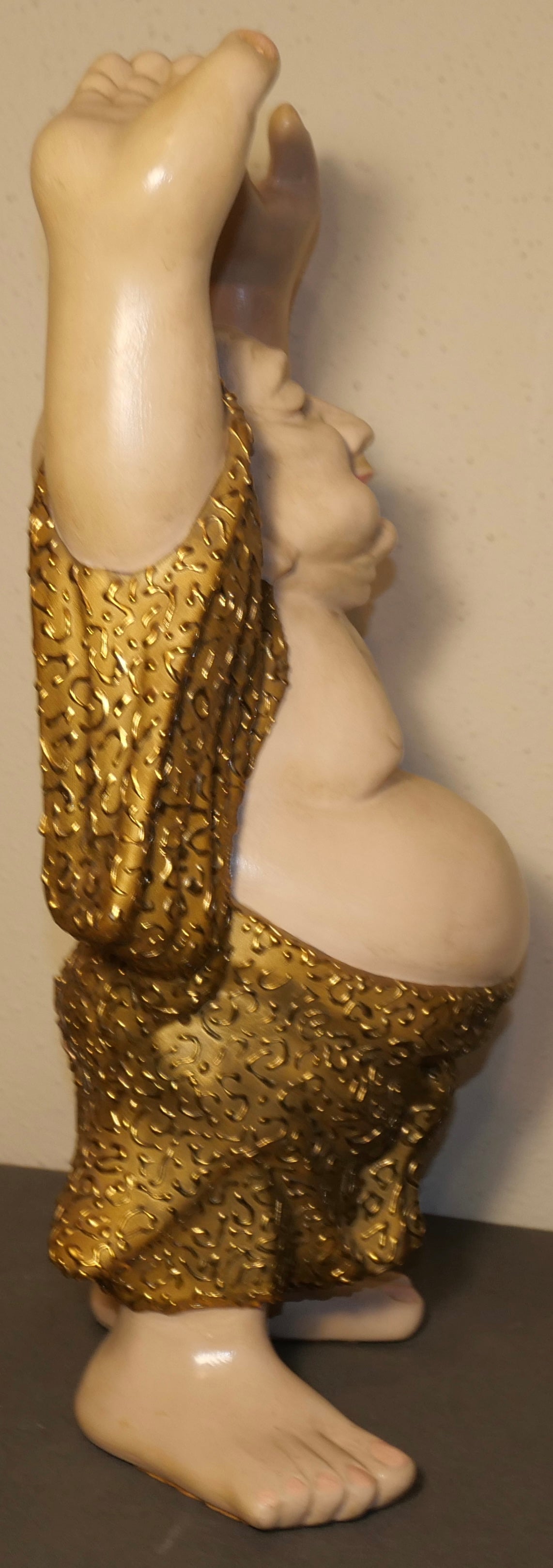 Vintage 1960's American Mid Century Modern Hand Painted Ceramic Weeping Gold Laughing Buddha Sculptural Prosperity Bank