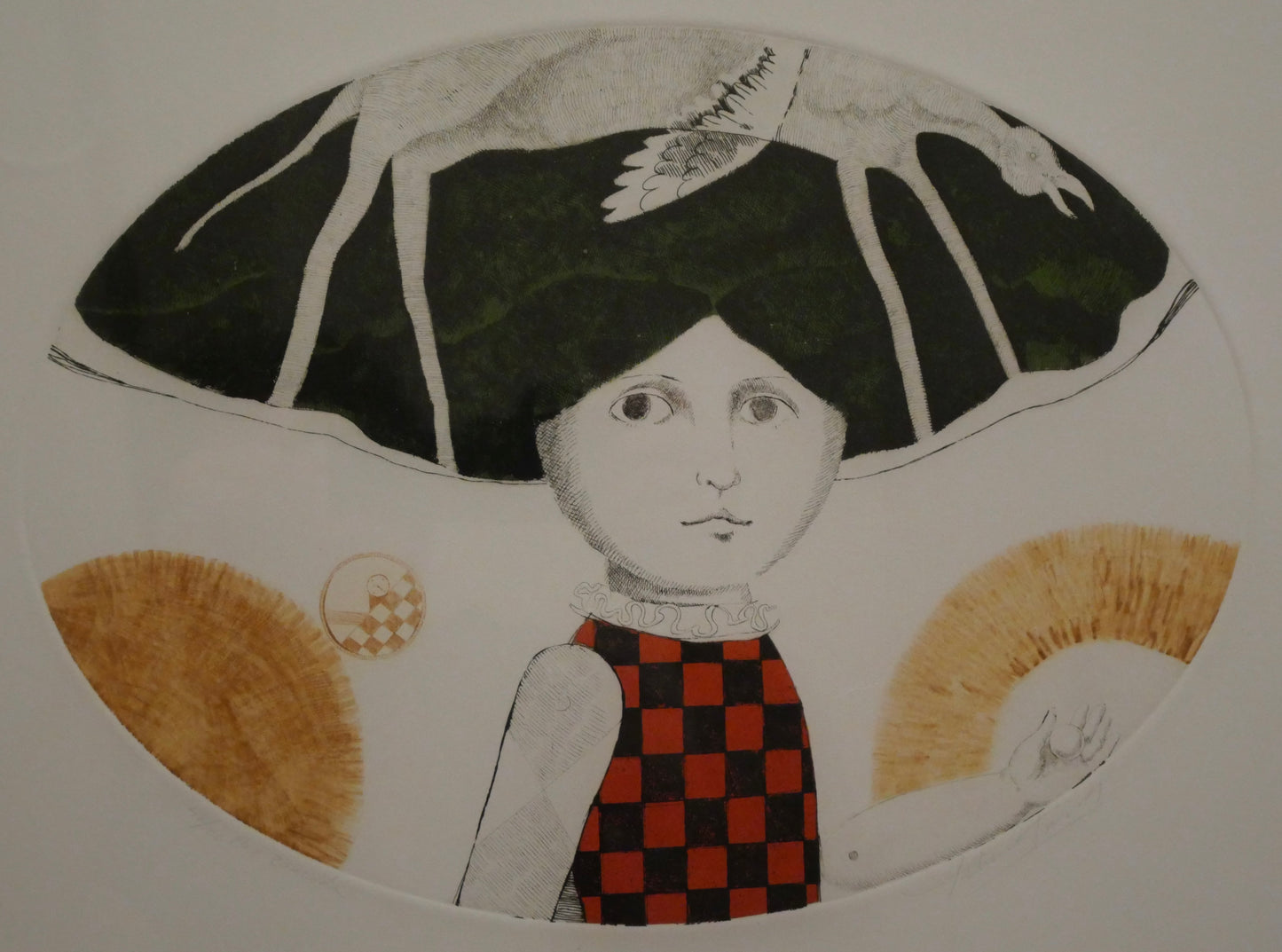 Leticia Tarrago - “Ave Zancuda” Framed Signed Limited Edition Aquatint Etching (40/100) (Mexican) (20th Century)