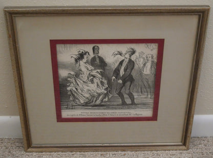 Honore Daumier - "Nouveau Divertissement des Soirées Parisiennes" Framed Lithograph (French) (Circa 1857) (Ces Bons Parisiens)