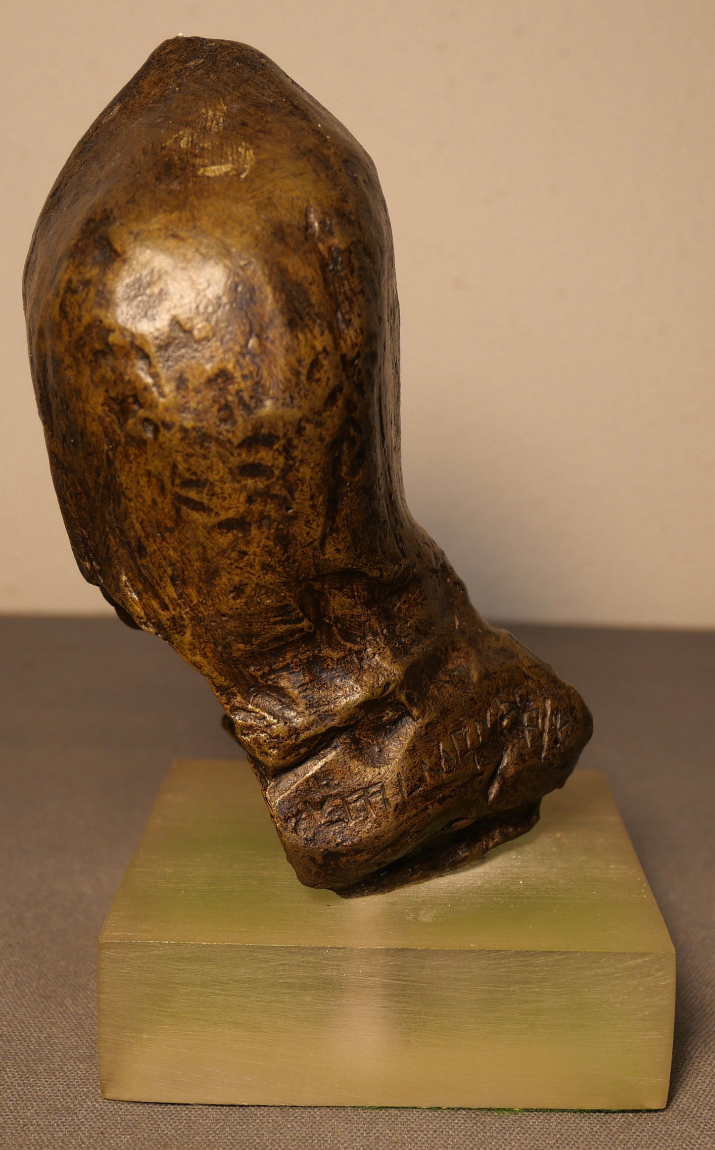 Vintage Mid 20th Century Expressionist Style Veiled Woman Bust Bronze Sculpture on Acrylic Base by V. Palmones (Artist Proof) (Spain)