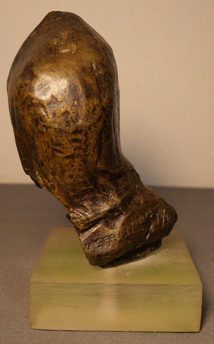 Vintage Mid 20th Century Expressionist Style Veiled Woman Bust Bronze Sculpture on Acrylic Base by V. Palmones (Artist Proof) (Spain)