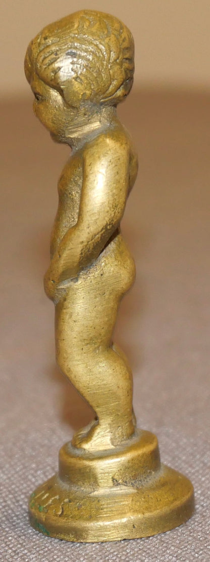 1940's Belgian Bruxelles Manneken Pis Miniature Brass Souvenir Figurine