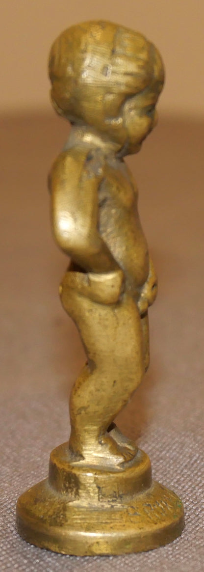 1940's Belgian Bruxelles Manneken Pis Miniature Brass Souvenir Figurine