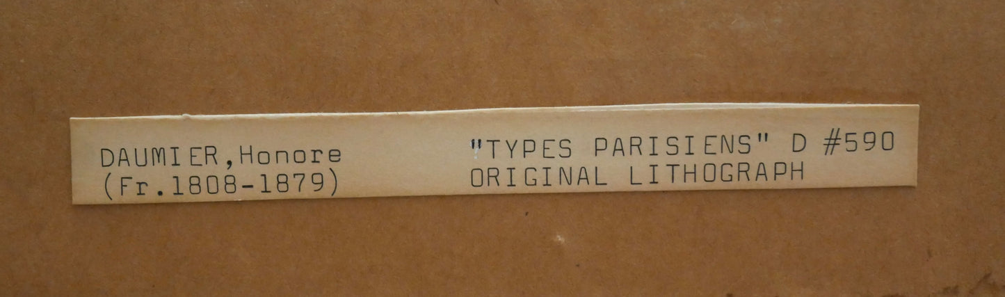 Honore Daumier - "Ca vous coiffe comme un gant" Framed Lithograph (French) (Circa 1854) (Croquis Parisiens)