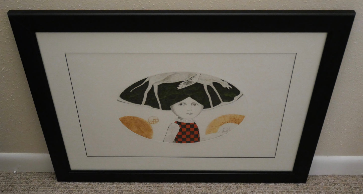 Leticia Tarrago - “Ave Zancuda” Framed Signed Limited Edition Aquatint Etching (40/100) (Mexican) (20th Century)