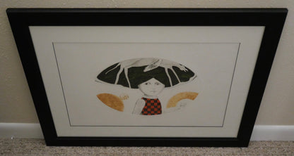 Leticia Tarrago - “Ave Zancuda” Framed Signed Limited Edition Aquatint Etching (40/100) (Mexican) (20th Century)