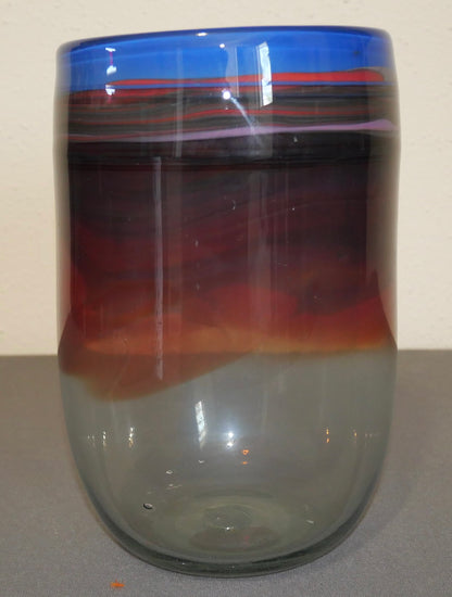 Amy Roberts Art Glass Contemporary Style Banded Color Swirl Vase (20th Century) (American)