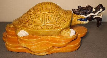 Mid 20th Century Chinese Shiwan Pottery Feng Shui Dragon Turtle Sculpture