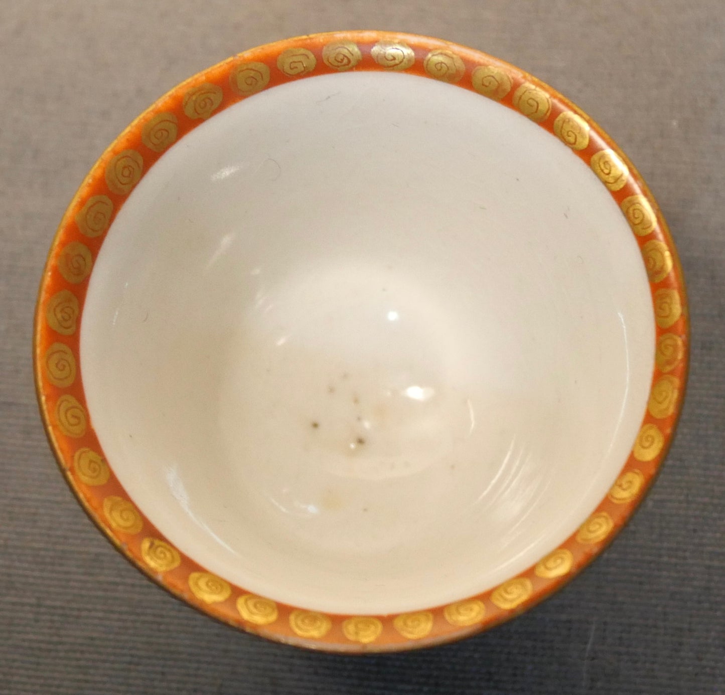 Circa 1930 Japanese Kutani Porcelain Hyakunin Thousand Poets Motif Sake Cup (Early Showa Period)