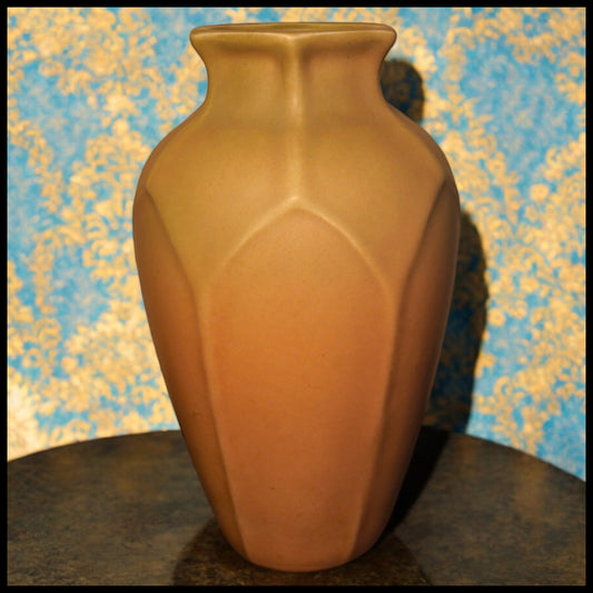 1920 American Rookwood Pottery Arts and Crafts Style #2414 Matte Pink Paneled Baluster Vase