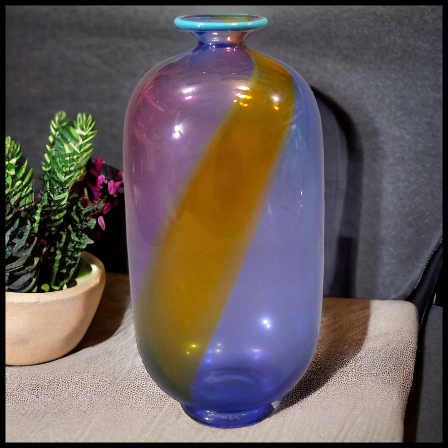 1980's Swedish Modern Style Transjo Hytta Glass Bottle Vase by Warff Ritzman