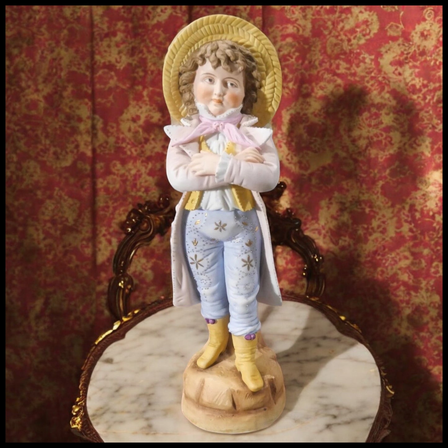 Early 20th Century German Rudolstadt Bisque Porcelain Victorian Boy Statuette