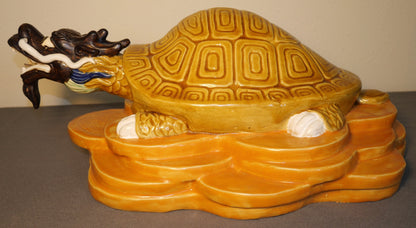 Mid 20th Century Chinese Shiwan Pottery Feng Shui Dragon Turtle Sculpture