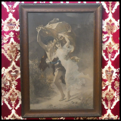 Late 19th Century American Victorian Auguste Cot - "The Storm" Framed Aquatint Print