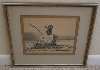 Honore Daumier - "La situation de l'Italie" Framed Lithograph (Actualites) (France) (Circa 1859)