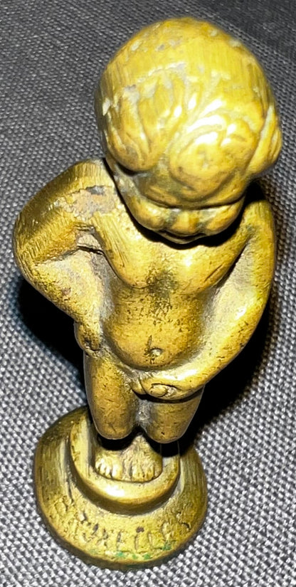 1940's Belgian Bruxelles Manneken Pis Miniature Brass Souvenir Figurine