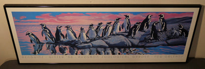 Vintage 1986 New Orleans Audubon Aquarium Penguins Exhibit Framed Poster