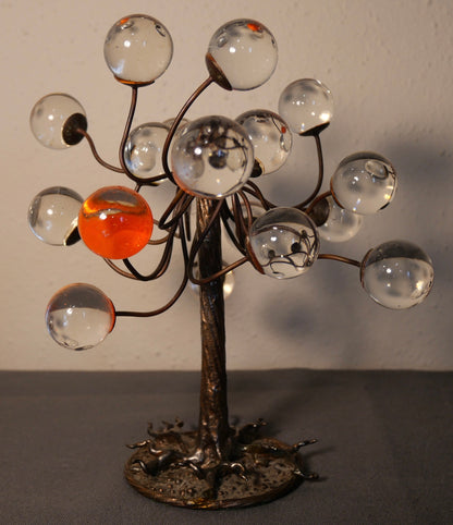 1960’s Dominick Laruccia Jr. Mid Century Modern Copper and Glass Tree Sculpture (American)