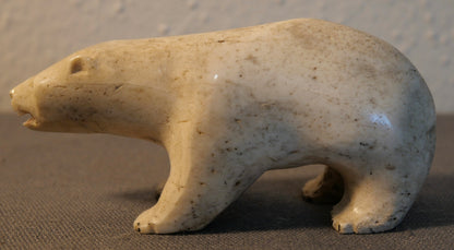 Mid 20th Century American Native American Inuit Polar Bear Figure Whale Bone Carving