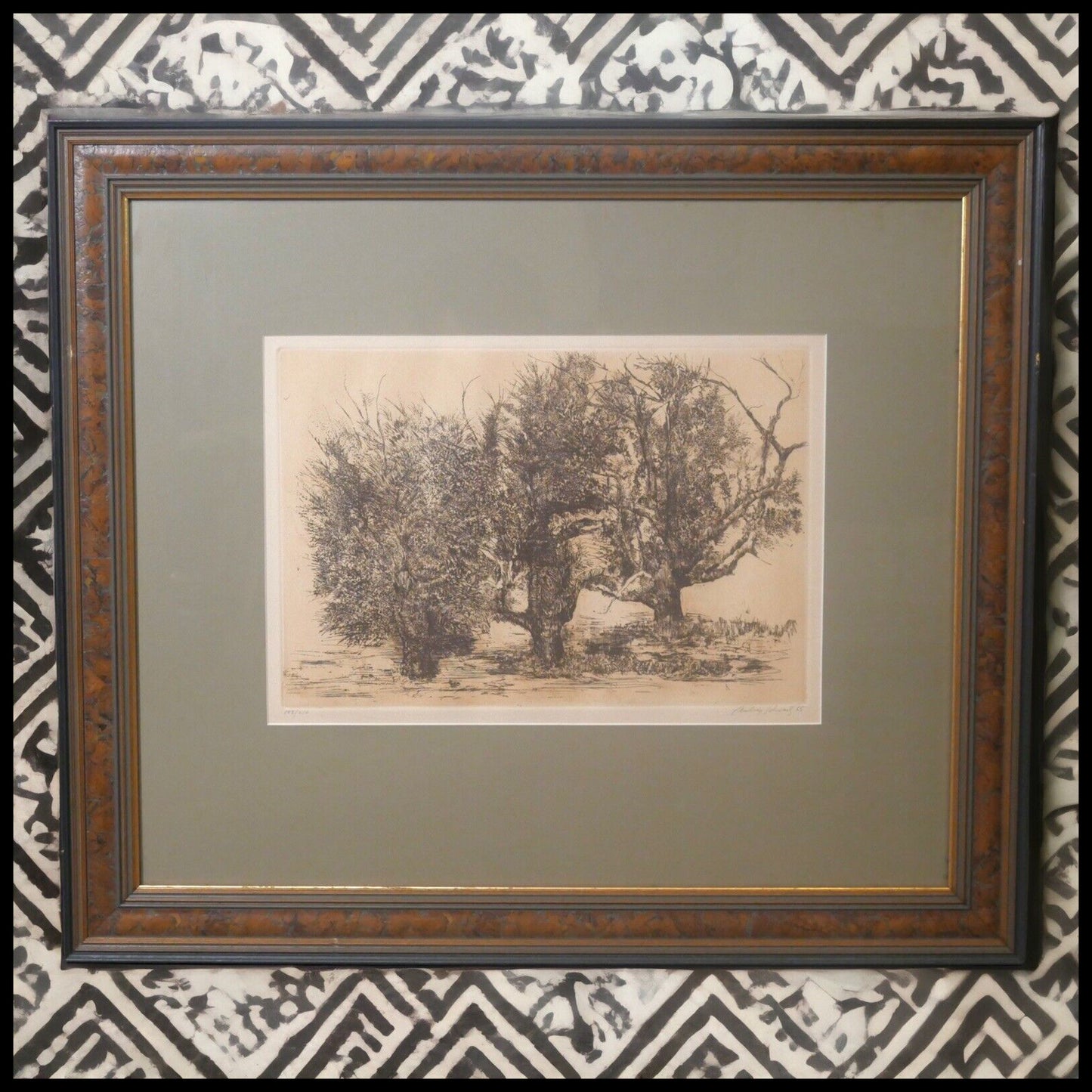 Aubrey Schwartz - "Trees" Limited Edition Etching (#188/210) (1966) (American)