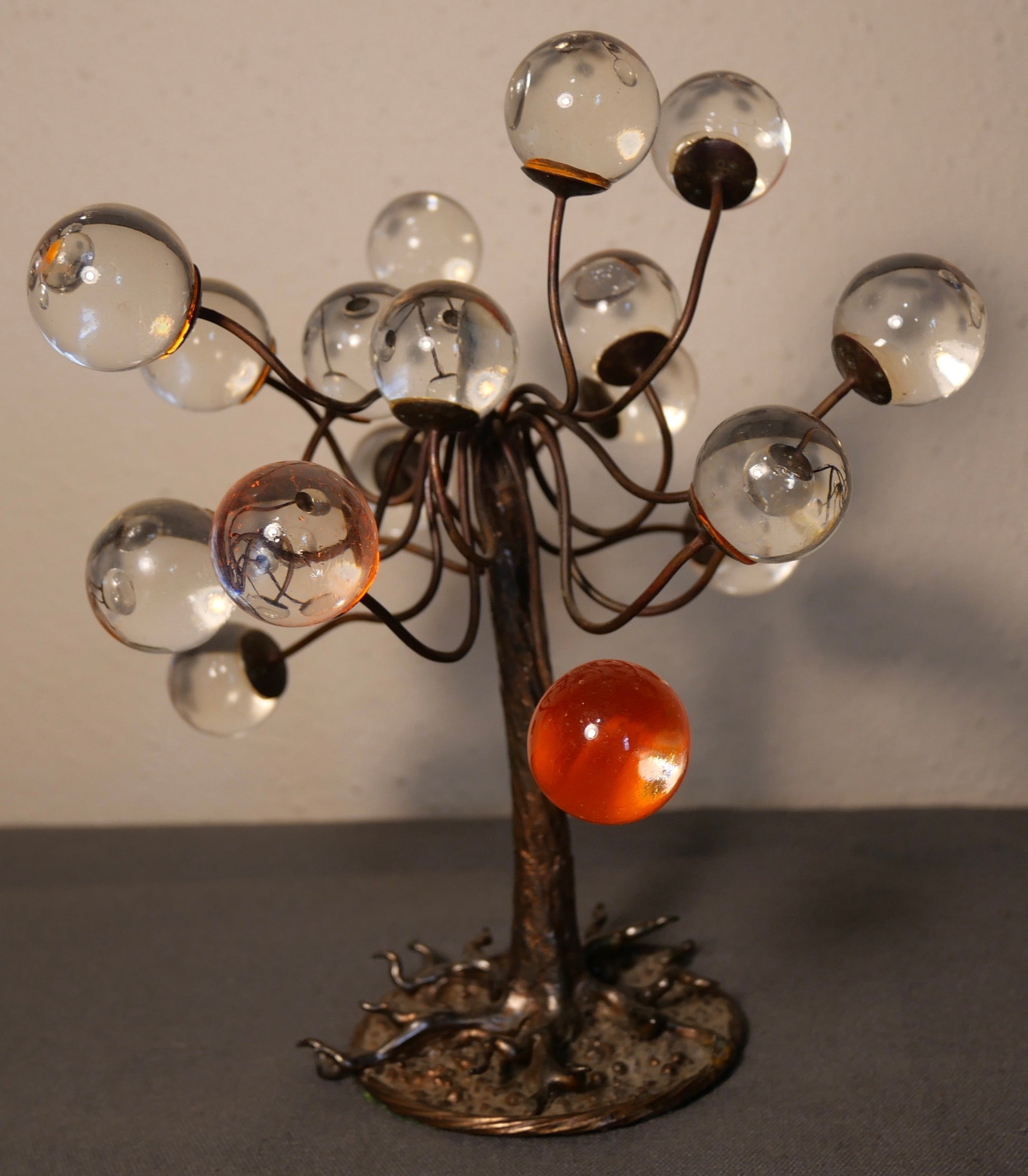 1960’s Dominick Laruccia Jr. Mid Century Modern Copper and Glass Tree Sculpture (American)