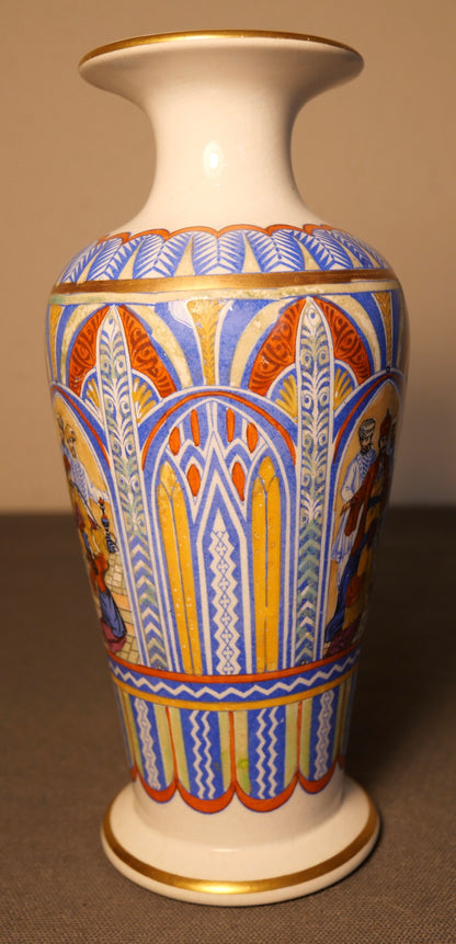 Late 19th Century English Prattware Style Persian Motifs Footed Baluster Vase