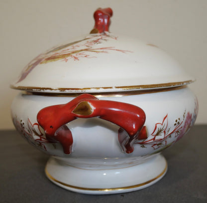 Late 19th Century French George Dreyfus Porcelain Japonisme Floral Motifs Lidded Oval Tureen