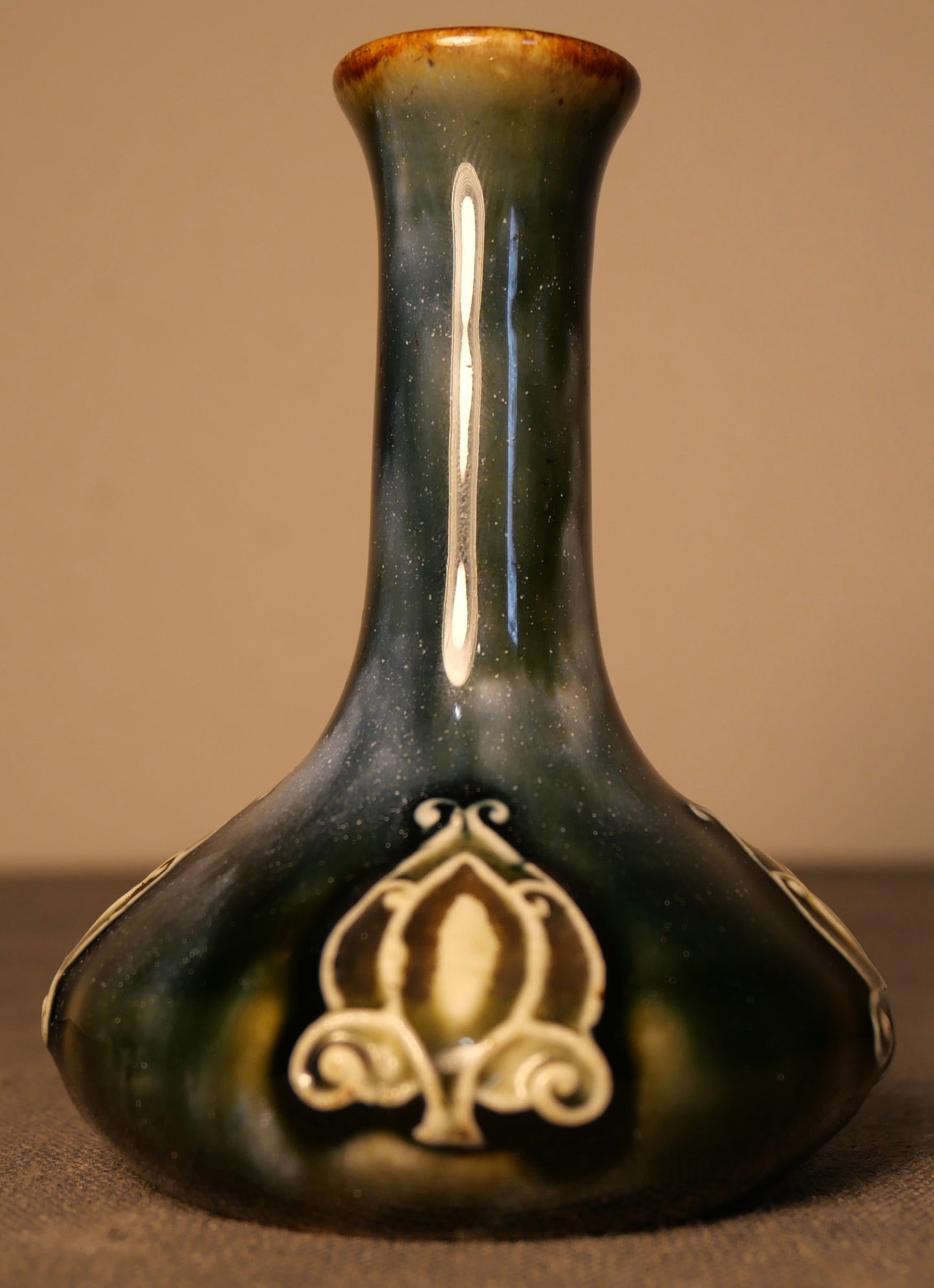 Circa 1900 English Arts and Crafts Royal Doulton Stoneware Lily Partington/Olive Dale Bottle Form Bud Vase