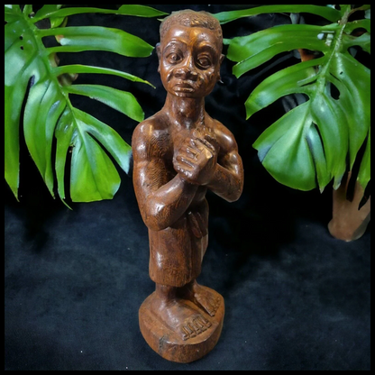 Vintage Mid 20th Century South African Zulu Man Carved Wooden Statue