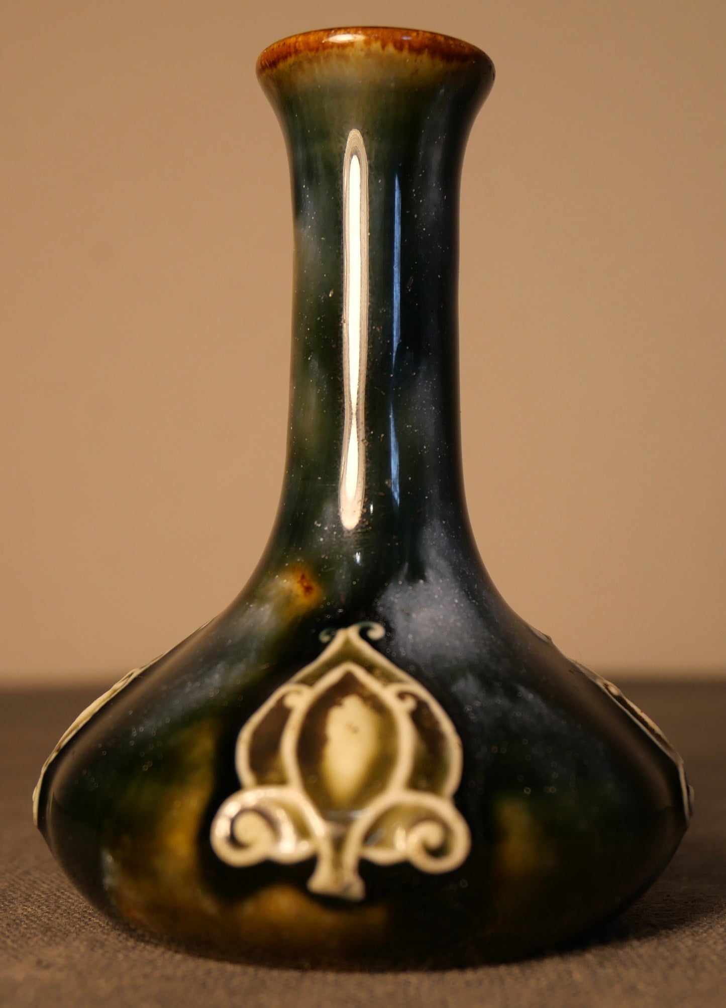 Circa 1900 English Arts and Crafts Royal Doulton Stoneware Lily Partington/Olive Dale Bottle Form Bud Vase