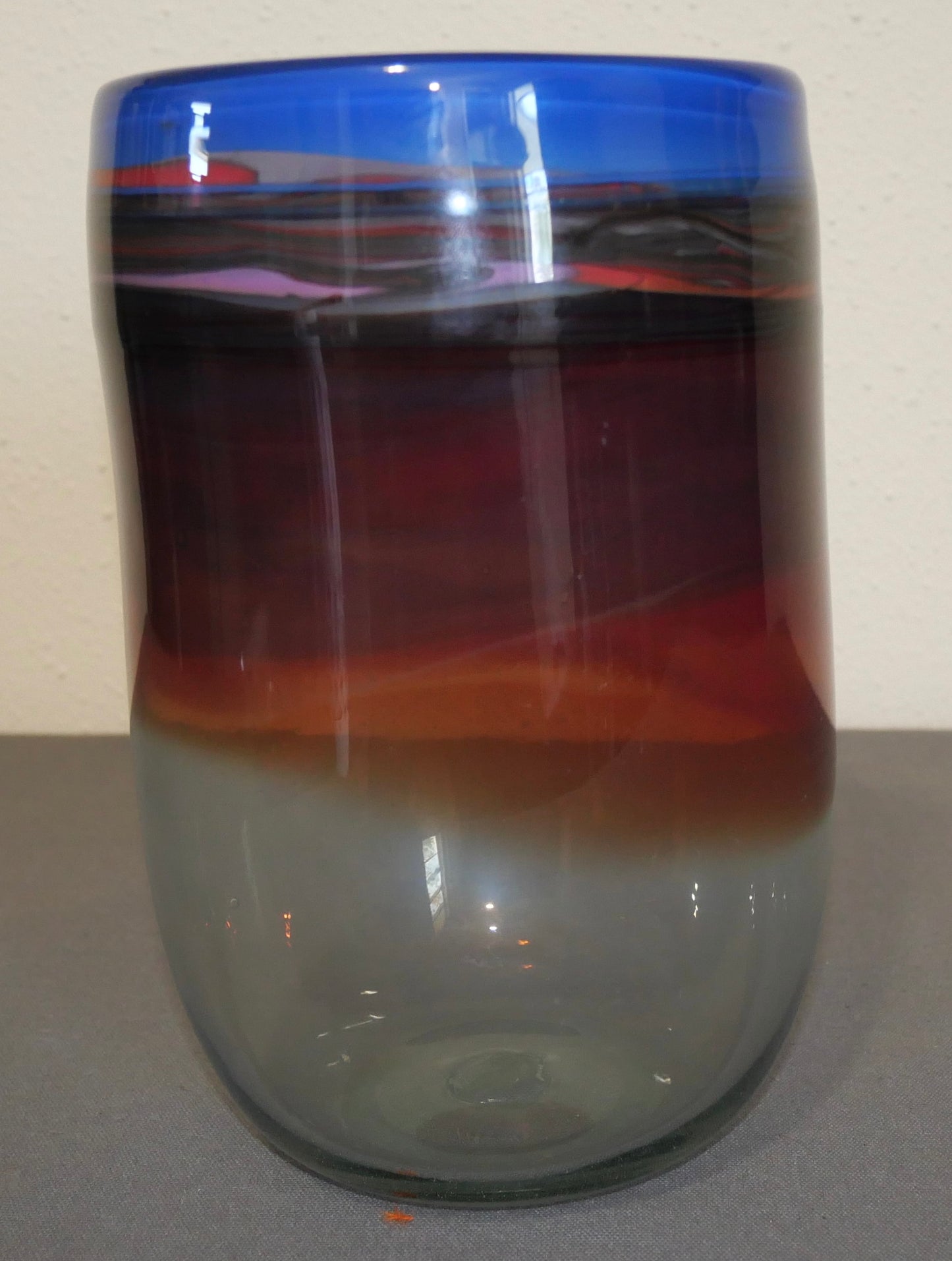 Amy Roberts Art Glass Contemporary Style Banded Color Swirl Vase (20th Century) (American)