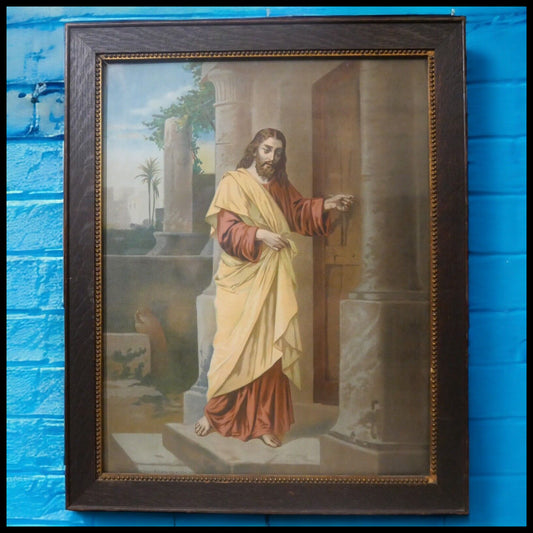 Early 20th Century American "Christ Knocking at the Door" Print in Period Frame