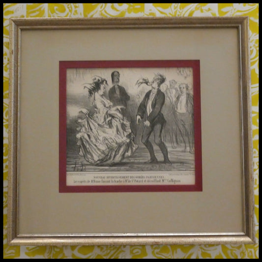 Honore Daumier - "Nouveau Divertissement des Soirées Parisiennes" Framed Lithograph (French) (Circa 1857) (Ces Bons Parisiens)