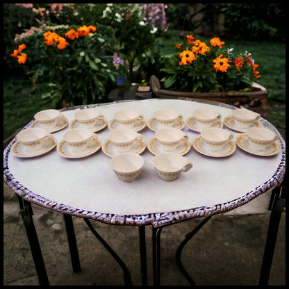 Vintage 1970's American Corelle Ware 26-Piece Butterfly Gold Pattern Coffee Service Set