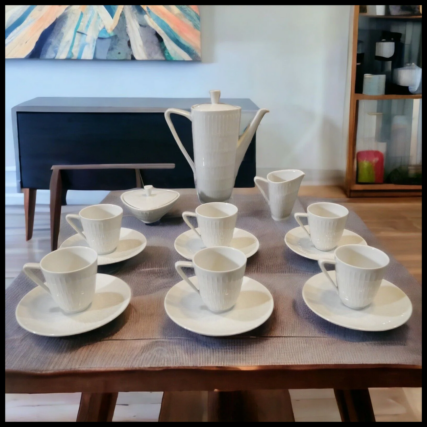 1950's German Mid Century Modern Hans Achtziger Hutschenreuther Porcelain 17-Piece Demitasse Coffee Service Set