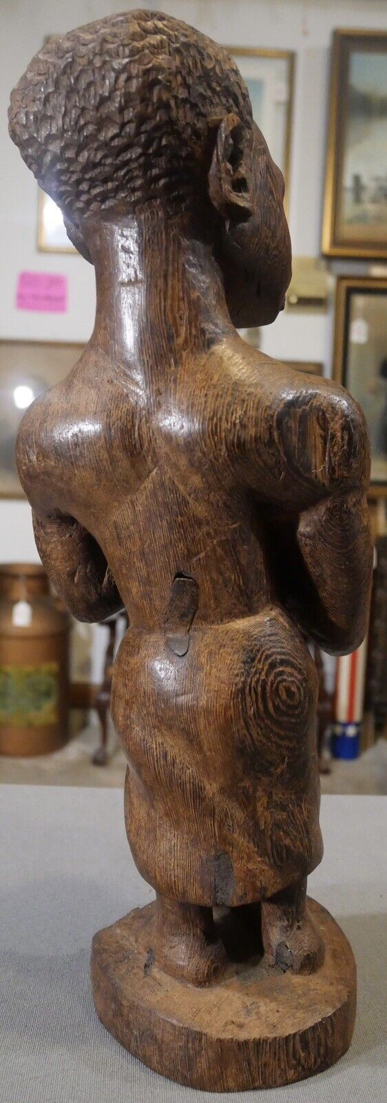 Vintage Mid 20th Century South African Zulu Man Carved Wooden Statue