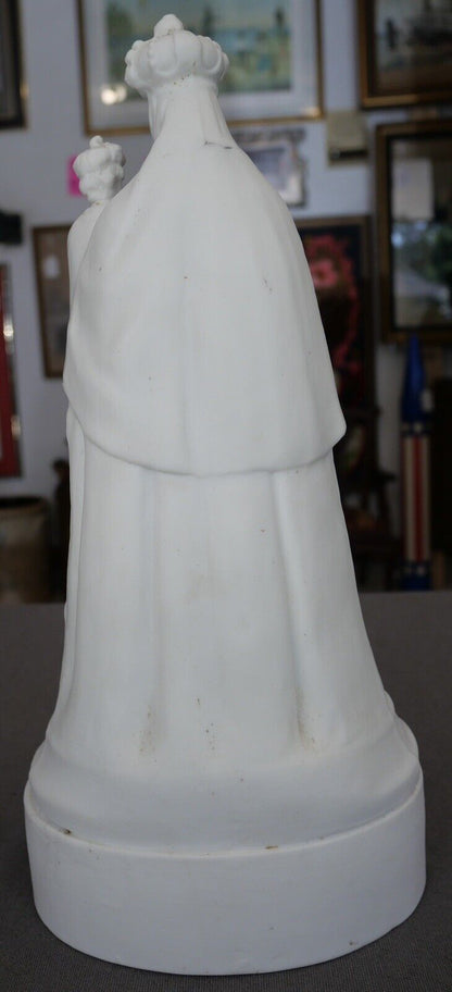 Late 19th Century French Parian Ware Bisque Madonna and Child Statuette