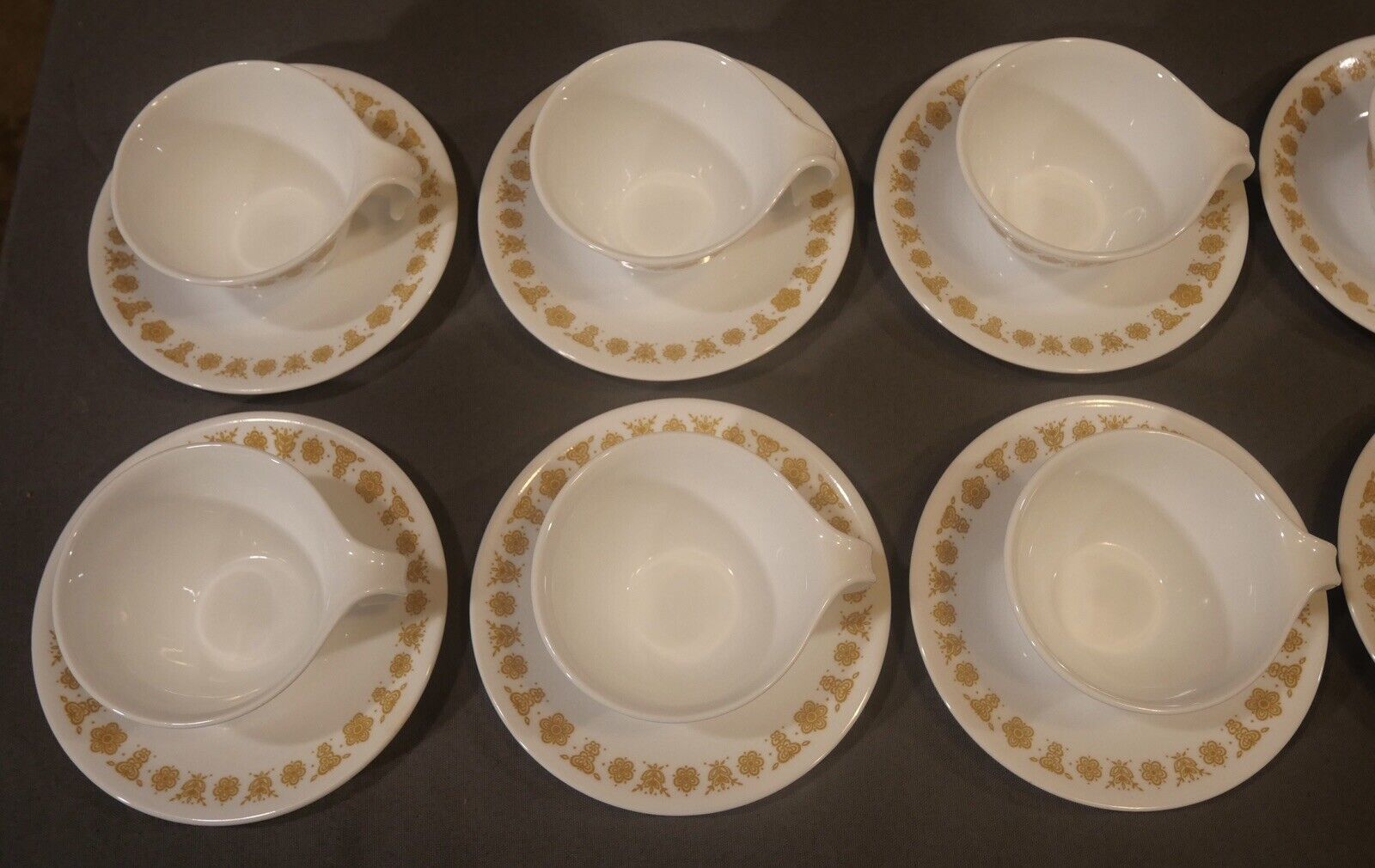 Vintage 1970's American Corelle Ware 26-Piece Butterfly Gold Pattern Coffee Service Set