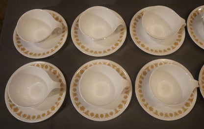 Vintage 1970's American Corelle Ware 26-Piece Butterfly Gold Pattern Coffee Service Set