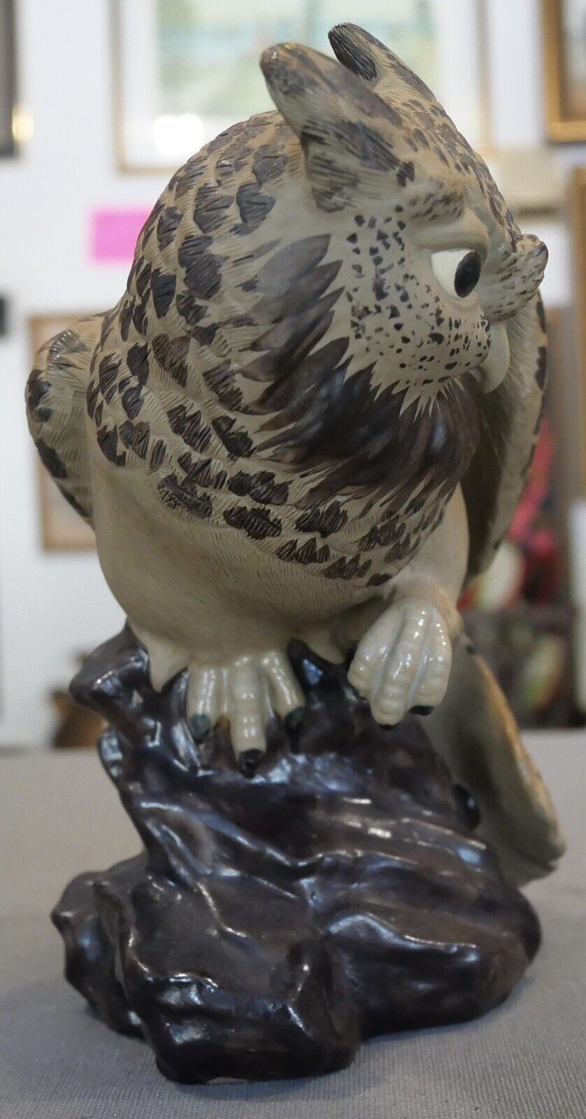 Vintage Circa 1970 Chinese Shiwan Pottery Owl Figurine