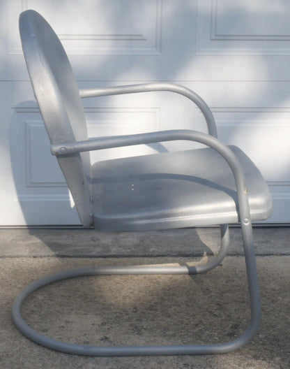 1940 American Mid Century Modern Shott Balcrank Steel Metal Cantilever Lawn Chair