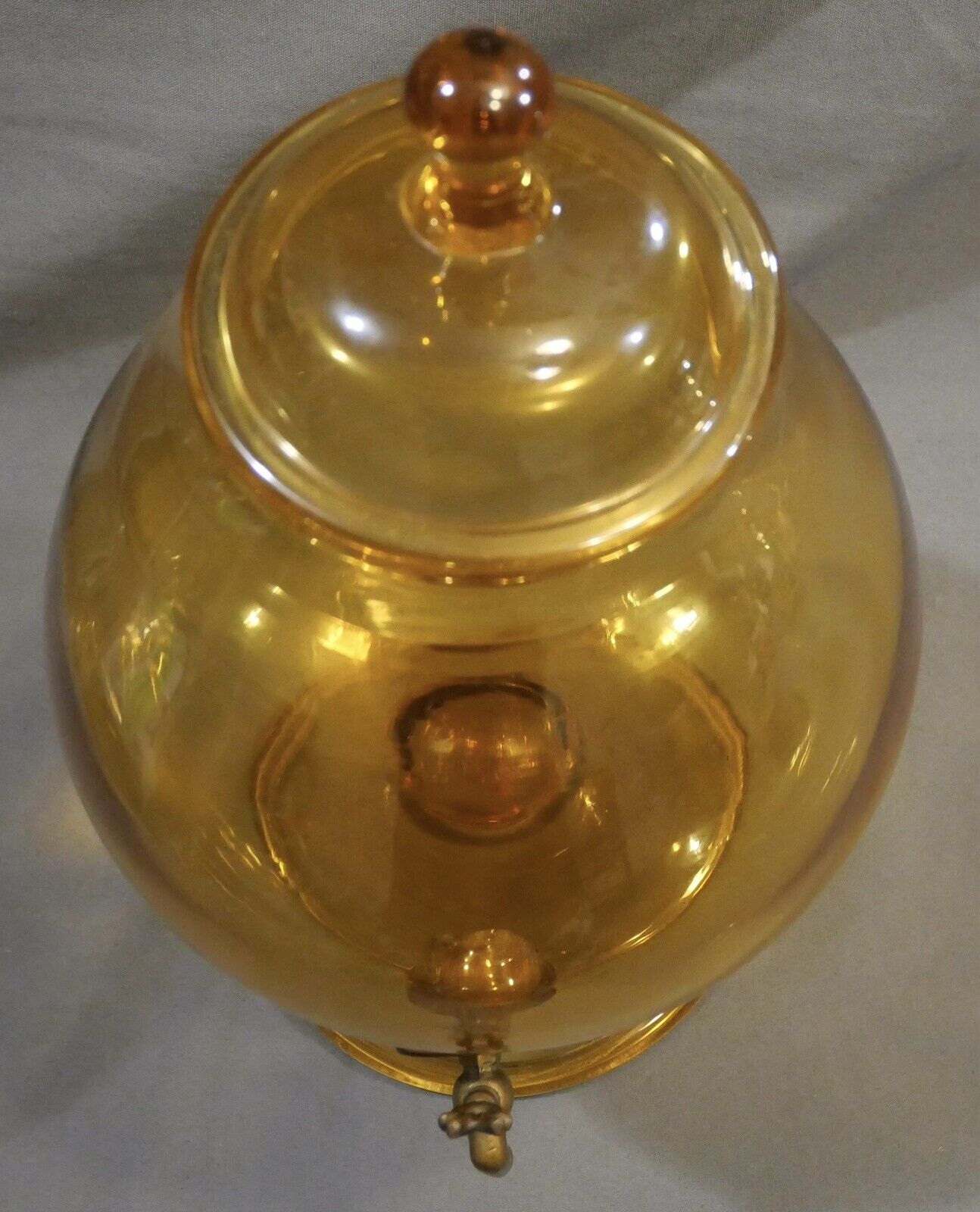 1960's Italian Mid Century Modern Empoli Topaz Glass Footed Beverage Dispenser