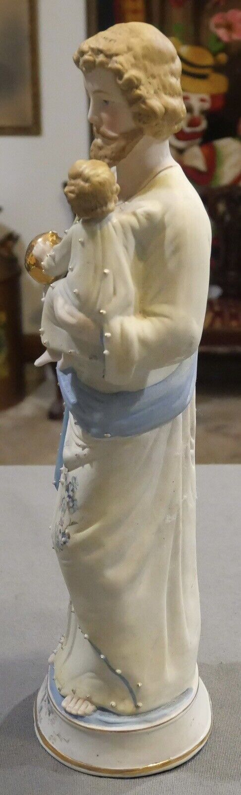 Late 19th Century German Bisque Saint Joseph with Baby Joseph Statue